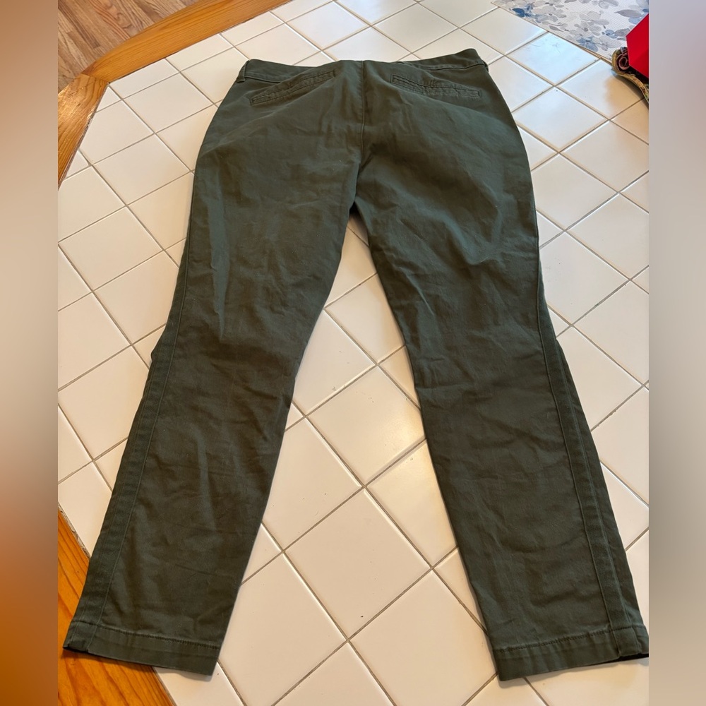 Women’s Dark Green pants denim bootcut straight pixie business work casual
